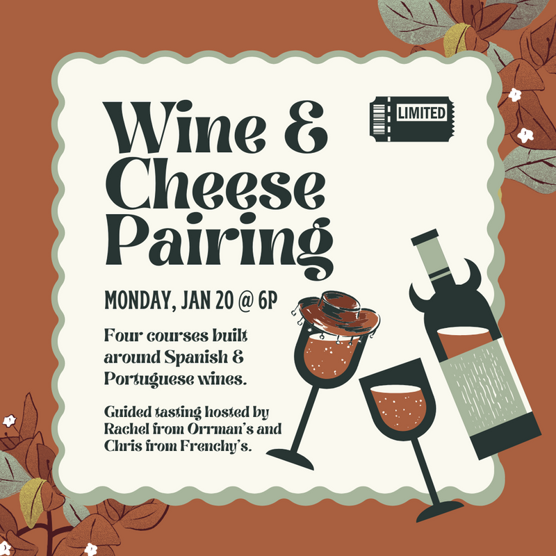 Frenchy's Wine & Cheese Pairing January 20th